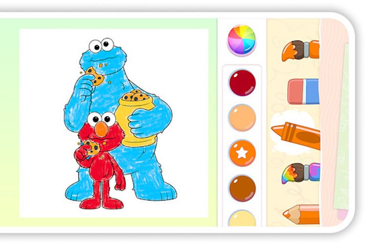 Mewarnai bersama karakter Sesame Street di Netflix Playground.