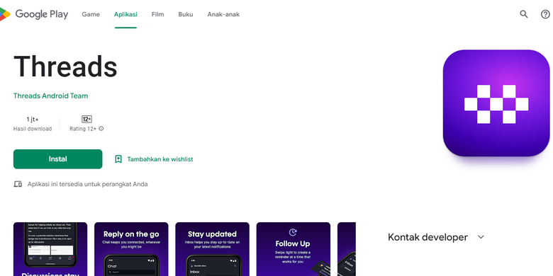 Aplikasi Threads dari Threads Android Team yang mirip dengan Threads Instagram.