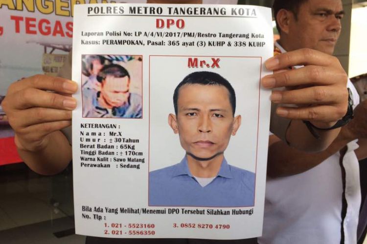 Kapolres Metro Tangerang Komisaris Besar Harry Kurniawan merilis sketsa salah satu pelaku kasus penembakan terhadap Italia Chandra Kirana Putri (22) di Mapolres Metro Tangerang, Kamis (15/6/2017)
