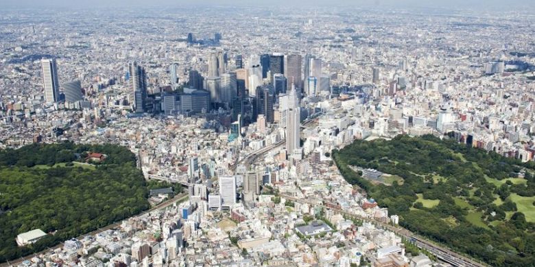 Pemandangan Jepang diambil dari udara