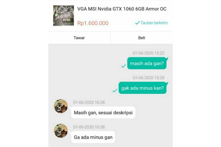 Bukti percapakan antara Vergian dengan pelaku