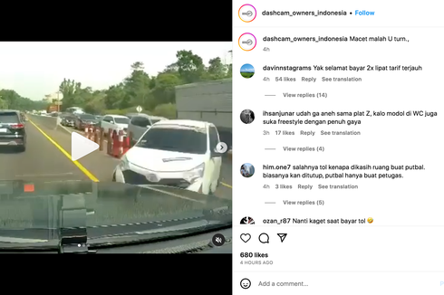 Viral, Video Pengemudi Mobil Nekat Putar Balik di Jalan Tol