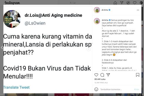 Sesumbar Sebut Covid-19 Bukan Virus, Dokter Lois Bakal Dilaporkan ke Polisi