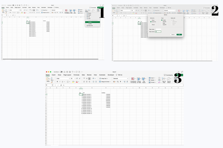 Ilustrasi cara buat nomor otomatis di Excel