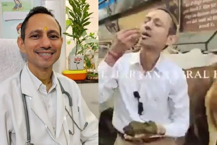 Dokter Manoj Mittal, seorang dokter anak di India yang menjadi kontroversi karena terekam memakan kotoran sapi.