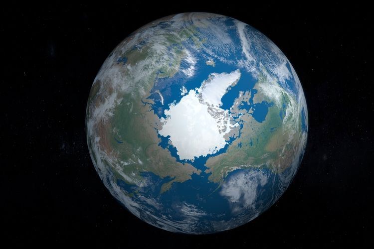 Ilustrasi peta Kutub Utara dan Samudra Arktik.