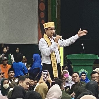 Capres Anies Baswedan saat di Bandar Lampung, Kamis (7/12/2023).