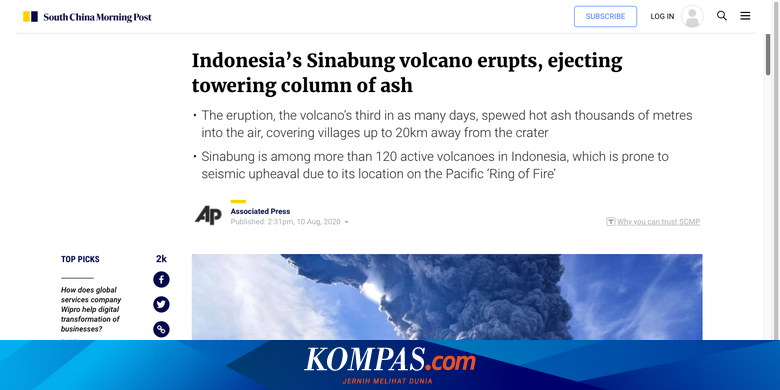 begini media asing beritakan erupsi