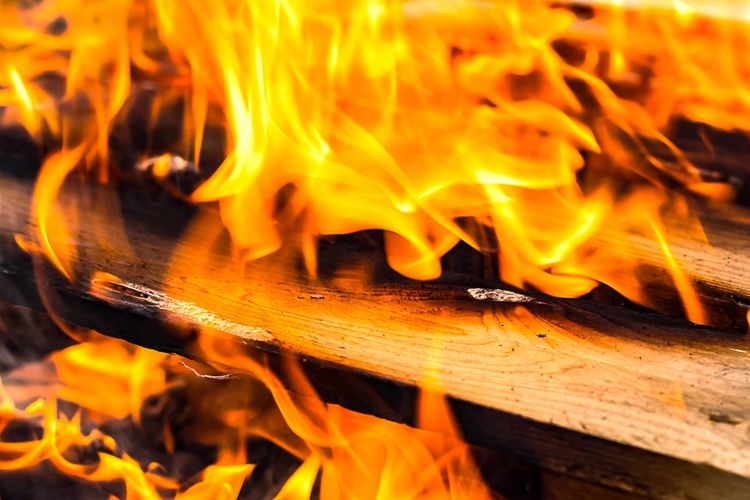 Ilustrasi api. Kayu yang terbakar adalah contoh laju reaksi. Panas dan oksigen yang bertemu kayu berubah menjadi karbon dioksida, uap, dan abu.
