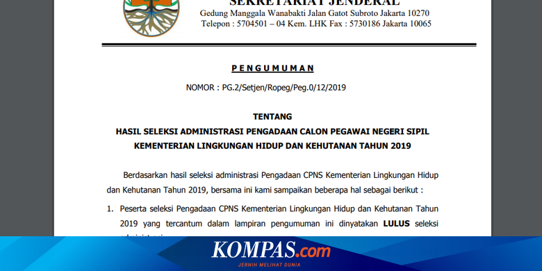 Kemenlhk Cpns 2019 Pendaftaran Cpns Kementerian
