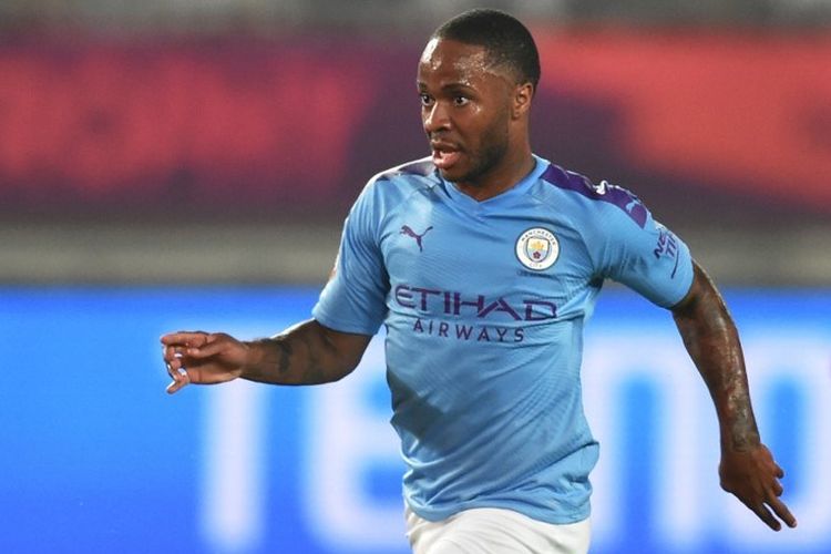 Raheem Sterling mencetak 2 gol pada laga Manchester City vs West Ham United di Nanjing, 17 Juli 2019. 