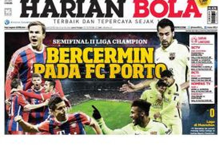 Cover Harian BOLA edisi Selasa (12/5/2015).