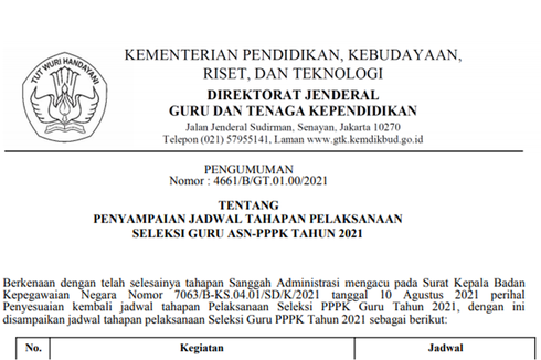 Jadwal dan Tahapan Terbaru Seleksi PPPK Guru 2021, Cek di Sini!