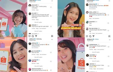 Postingan Instagram empat member JKT48 yang menjadi bintang iklan kampanye belanja online Shopee 11.11 Big Sale