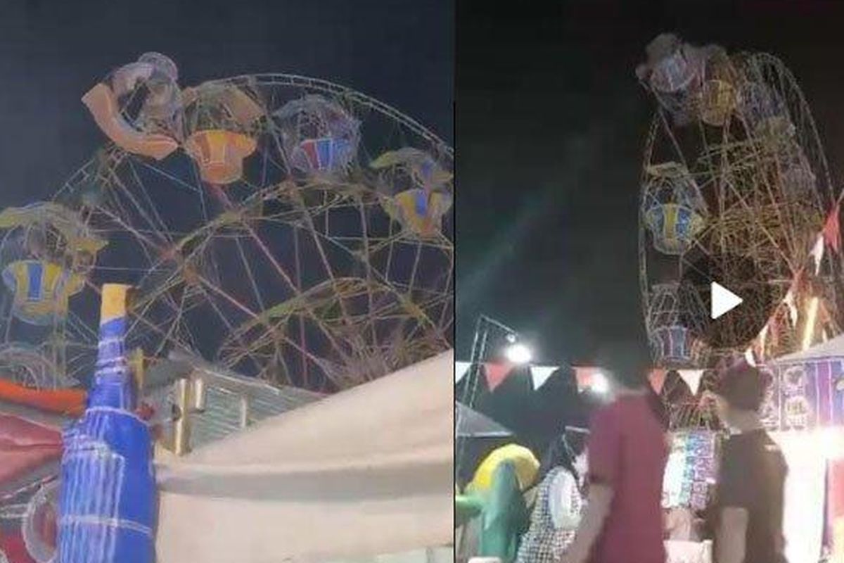 Tangkapan layar rantai bianglala terputus di Pamekasan.