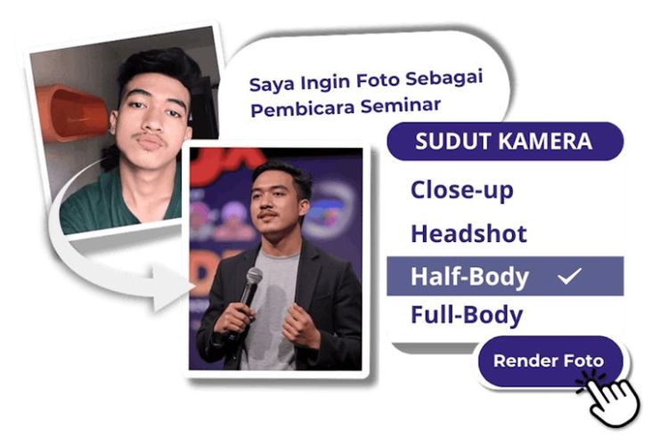 Dengan Rupa.AI Studio, pelanggan hanya perlu mengunggah swafoto yang dimilikinya.