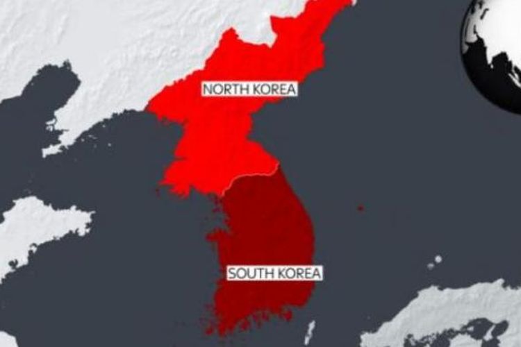 Peta Korea Utara dan Selatan.