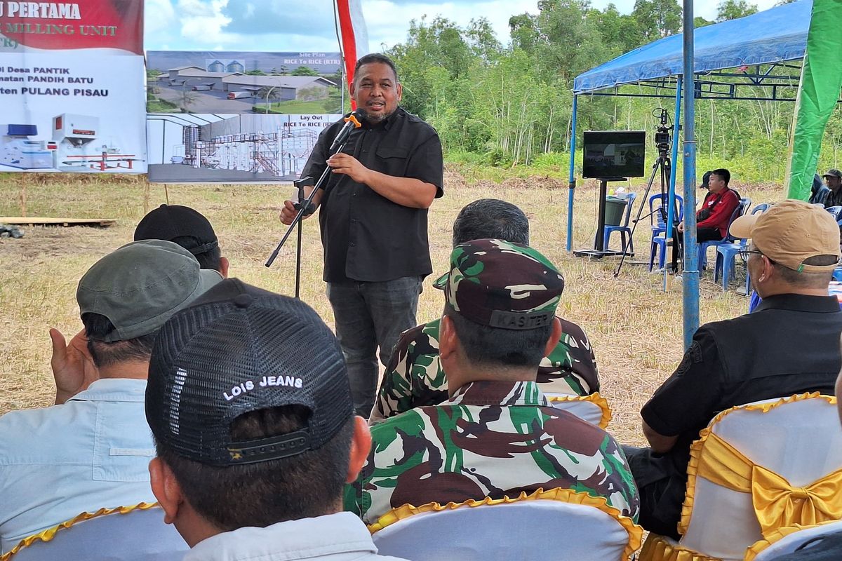 Direktur Jenderal Perkebunan (Dirjenbun) Andi Nur Alam Syah dalam kegiatan Penanaman Perdana Padi di lokasi kegiatan Optimasi Lahan (Opla) Rawa di Desa Sanggang, Kecamatan Pandih Batu, Kabupaten Pulang Pisau, Rabu (3/4/2024).