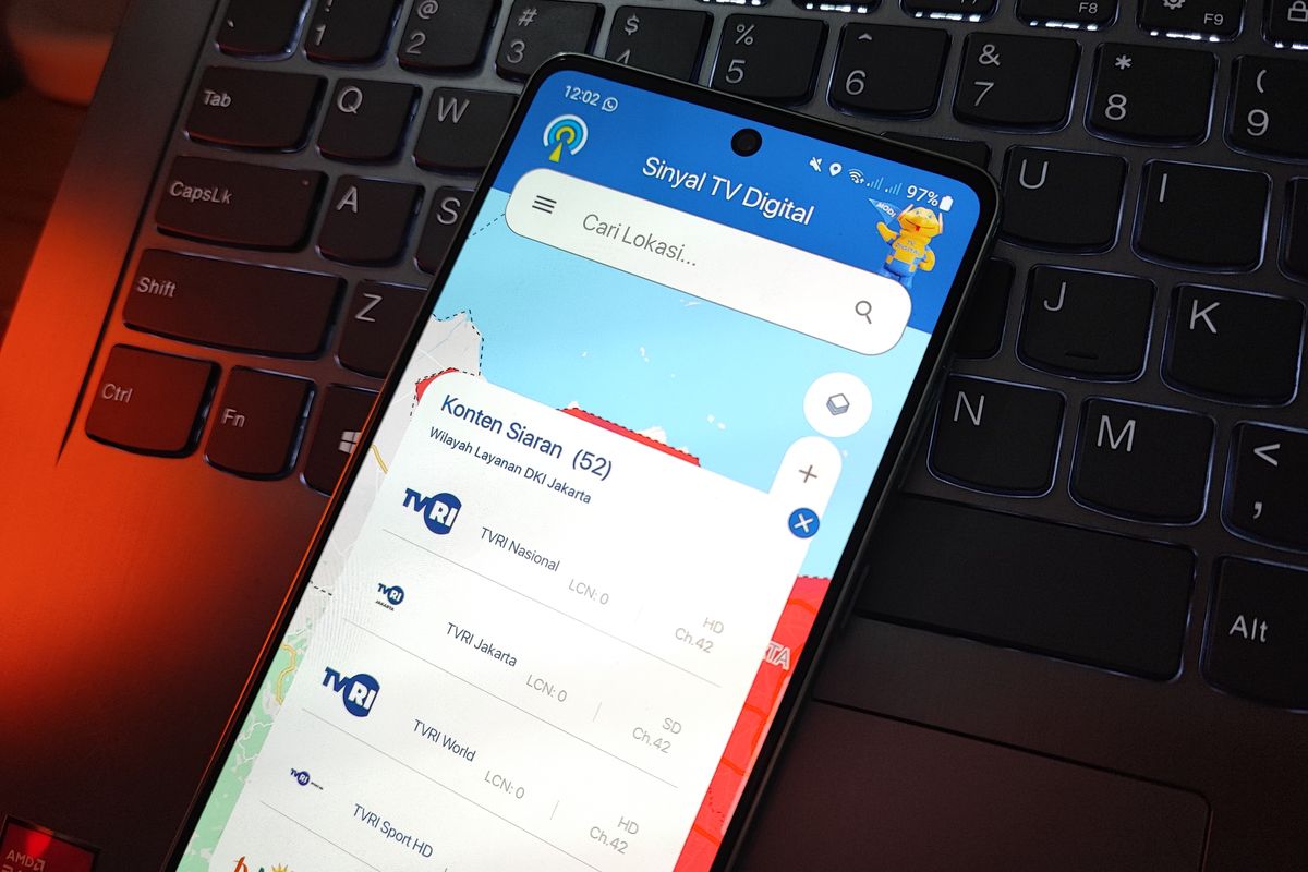 Ilustrasi aplikasi SinyalTVDigital untuk mengecek channel TV digital yang diterima masing-masing wilayah.