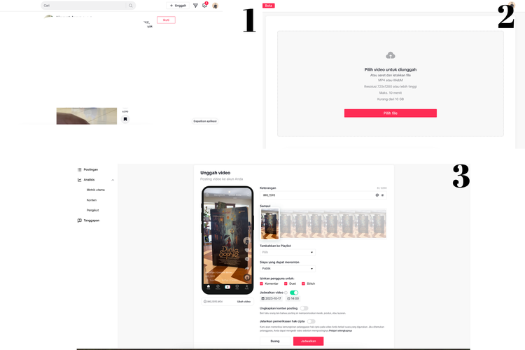 Ilustrasi cara upload video TikTok di PC