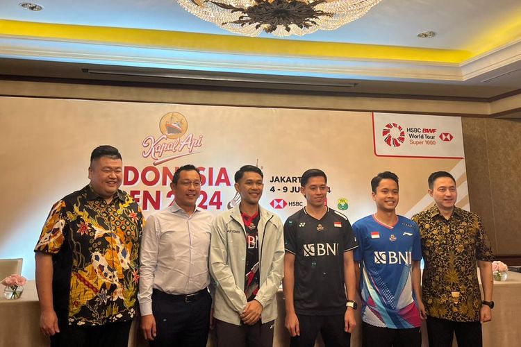 Konferensi pers Indonesia Open 2024 di Hotel Mulia, Jakarta, Selasa (2/4/2024). 