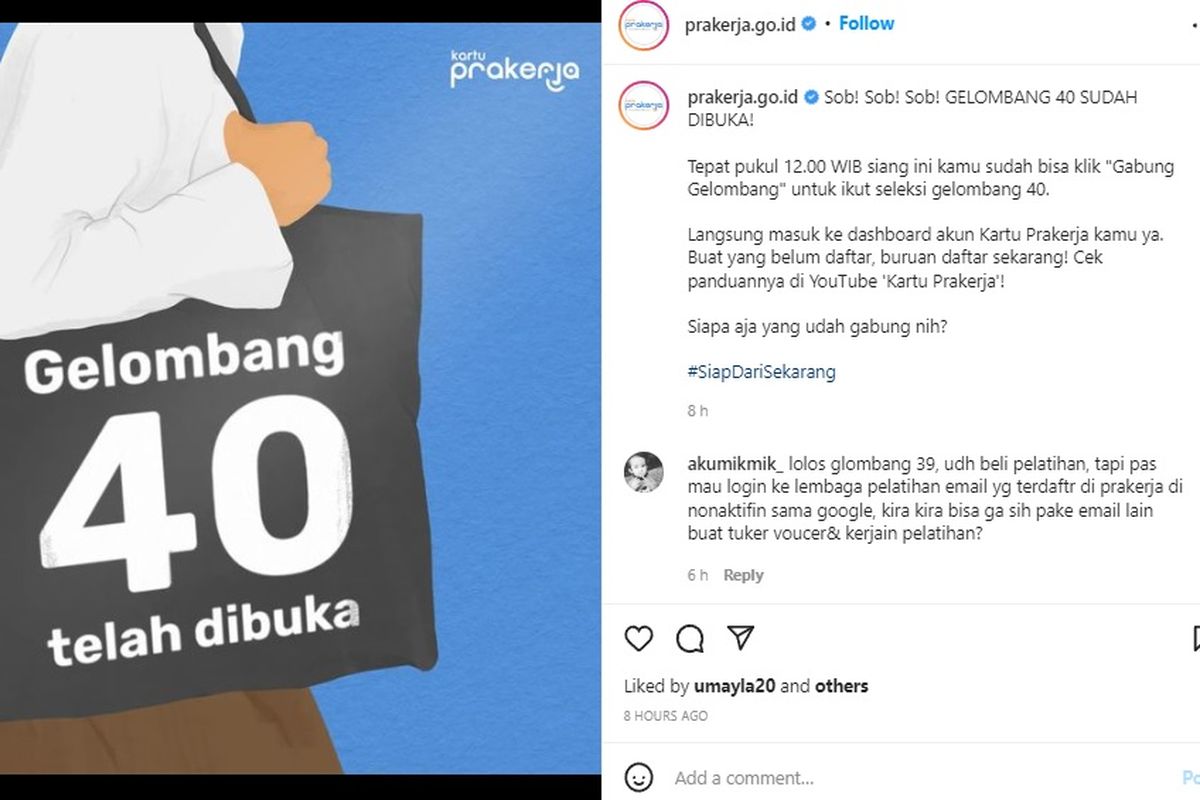 Pendaftaran Kartu Prakerja Gelombang 40 sudah dibuka pada Minggu (7/8/2022). 