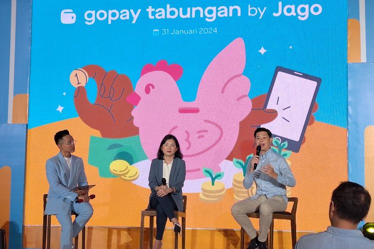 Konferensi pers GoPay Tabungan by Jago, Rabu (31/1/2024).