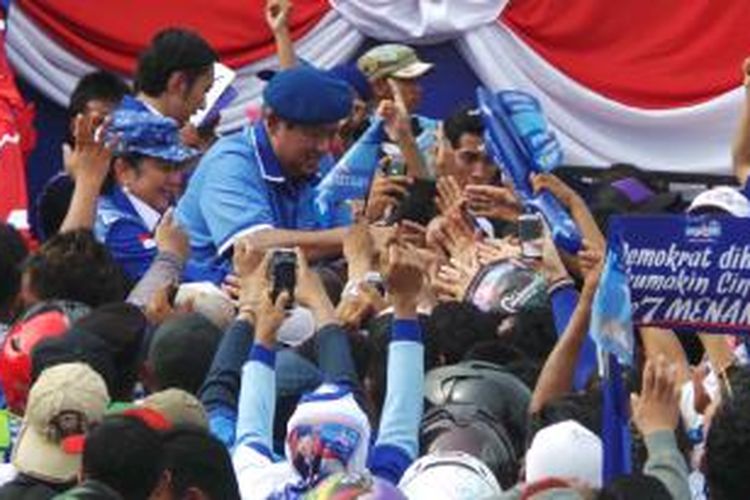 Ketua Umum Partai Demokrat Susilo Bambang Yudhoyono saat berkampanye di Semarang, Sabtu (29/3/2014).