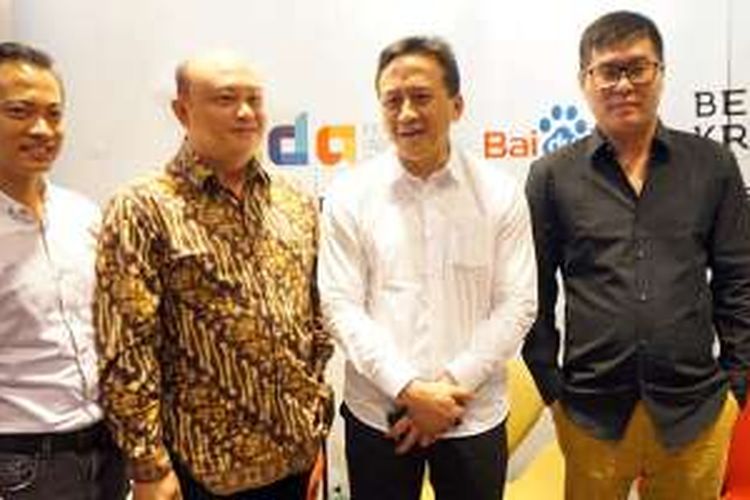 Robin Muliady, Media Director Consumer Choices Gfk; Edi Taslim, Ketua IDA; Triawan Munaf, Ketua Badan Ekonomi Kreatif; dan Bao Jianlei, Country Digital PT Baidu Digital Indonesia dalam acara pengumuman hasil survei 