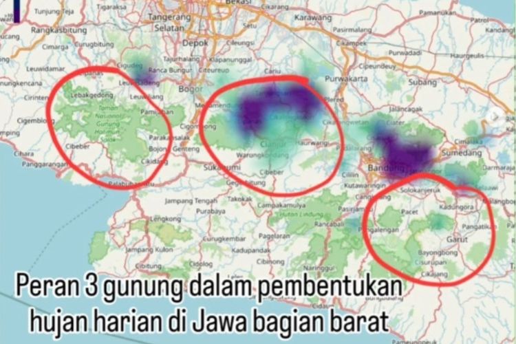 Pakar BRIN Sebut 3 Gunung Ini Membentuk Hujan Harian di Jawa Bagian Barat