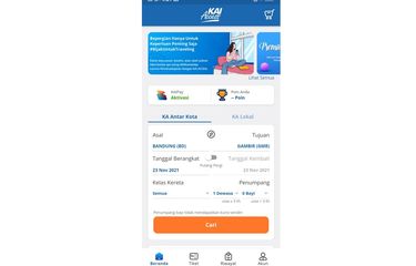 Cara aktivasi dan bayar tiket kereta api dengan KAIPay di aplikasi KAI Access, Selasa (23/11/2021).