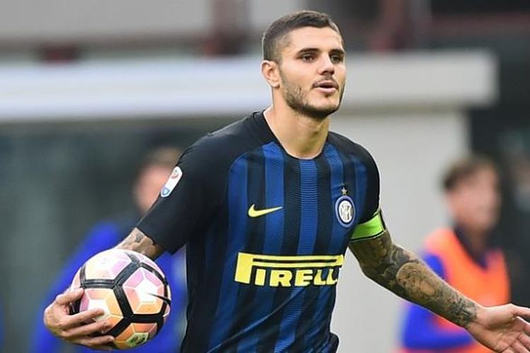 Penyerang Inter Milan, Mauro Icardi, tampil dalam laga Serie A kontra Cagliari di Stadion Giuseppe Meazza, Minggu (16/10/2016).