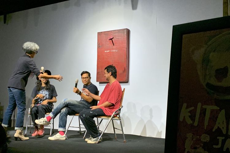 Acara peluncuran buku Kitab Pink Jason Ranti di Bentara Budaya Jakarta, Kamis (7/7/2022). Hadir Wisnu Nugroho selaku pemimpin redaksi Kompas.com, Farid Stevy Asta sebagai pembedah dan Jason Ranti.