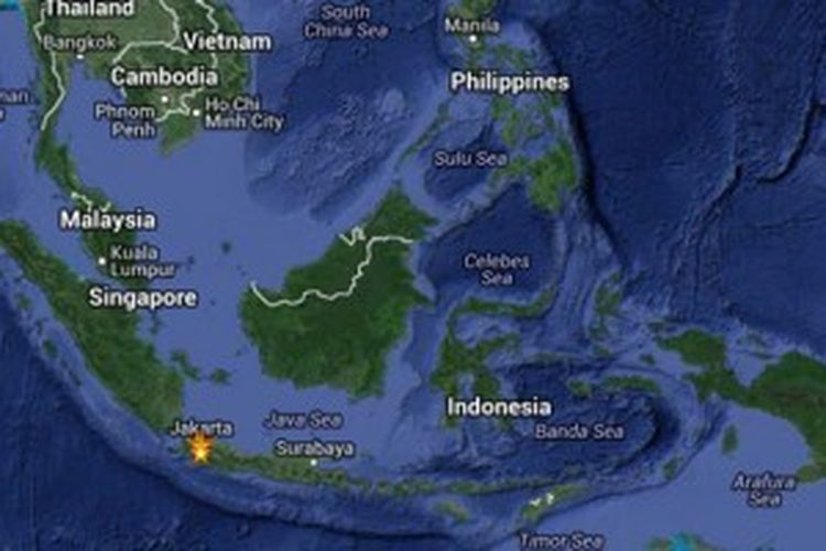 Pemandangan satelit wilayah Indonesia sebagaimana tersaji dalam Google Maps