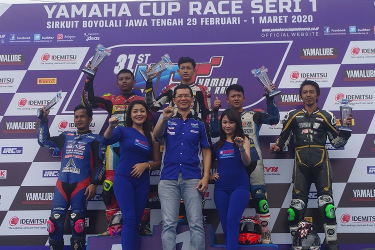 Lima pemenang Yamaha Cup Race 2020 Boyolali, kelas Areox 155 Standart Open di sirkuit gokart Boyolali, Minggu (1/3/2020).