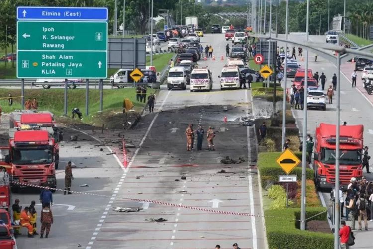 Lokasi jatuhnya pesawat di Elmina, Negara Bagian Selangor, Malaysia, pada 17 Agustus 2023.