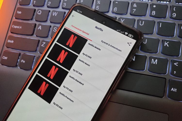 Daftar paket bundling Netflix di aplikasi MyTelkomsel.