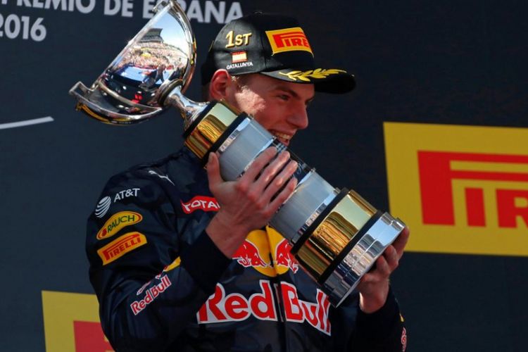 Max Verstappen saat juara di GP Barcelona pada musim 2016
