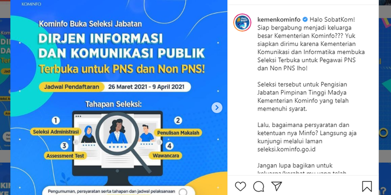 Kominfo Buka Seleksi Jabatan Untuk Dirjen Ikp Terbuka Untuk Pns Dan Non Pns Simak Syaratnya