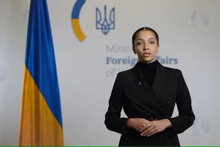 Victoria Shi, AI juru bicara Kementerian Luar Negeri Ukraina, diperkenalkan pada Rabu (1/5/2024).