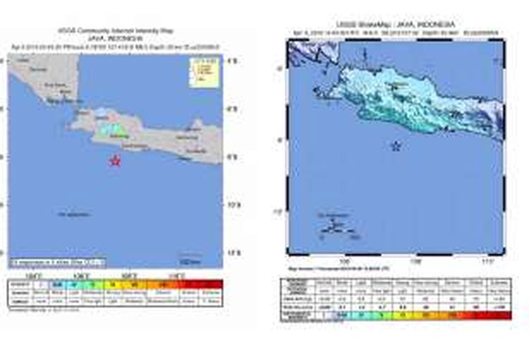 Gempa berkekuatan 6.1 SR, 6 April 2016 pukul 21:45:28 WIB, Lokasi: 8.30 LS, 107.32 BT (101 km Barat Daya GARUT-JABAR), dengan kedalaman 10 km.