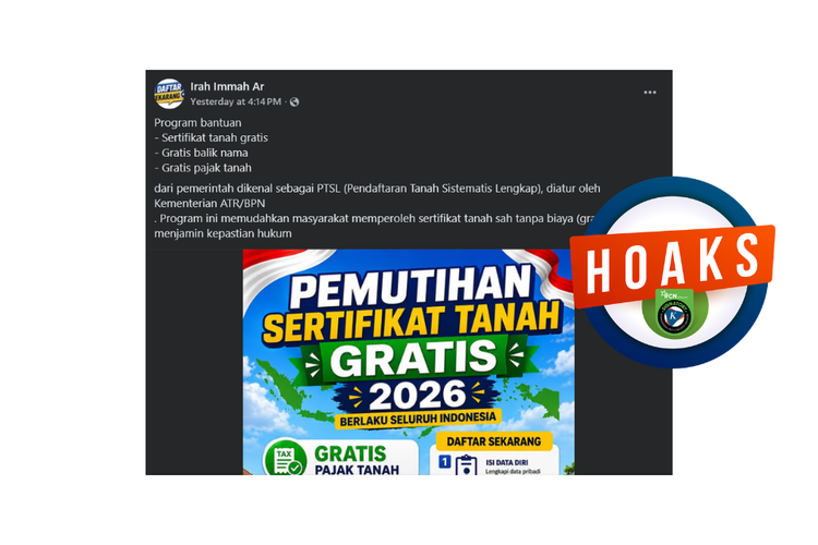 INFOGRAFIK: Beredar Hoaks Program Pemutihan Sertifikat Tanah Gratis Kementerian ATR/BPN