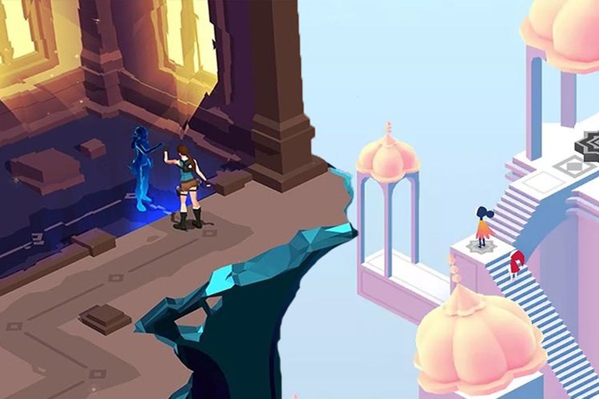 Ilustrasi game Lara Croft Go dan Monument Valley 2