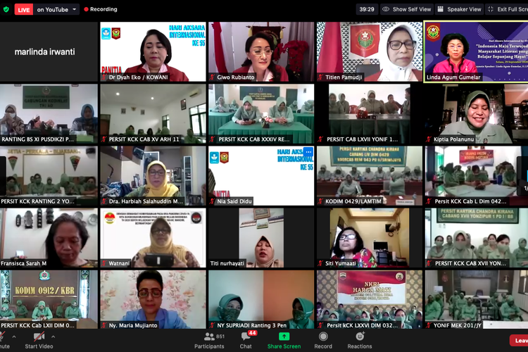 Webinar Indonesia Maju Terwujud Masyarakat Literasi yang Belajar Sepanjang Hayat, pada Selasa, 29 September 2020 yang digelar Kowani (Kongres Wanita Indonesia).