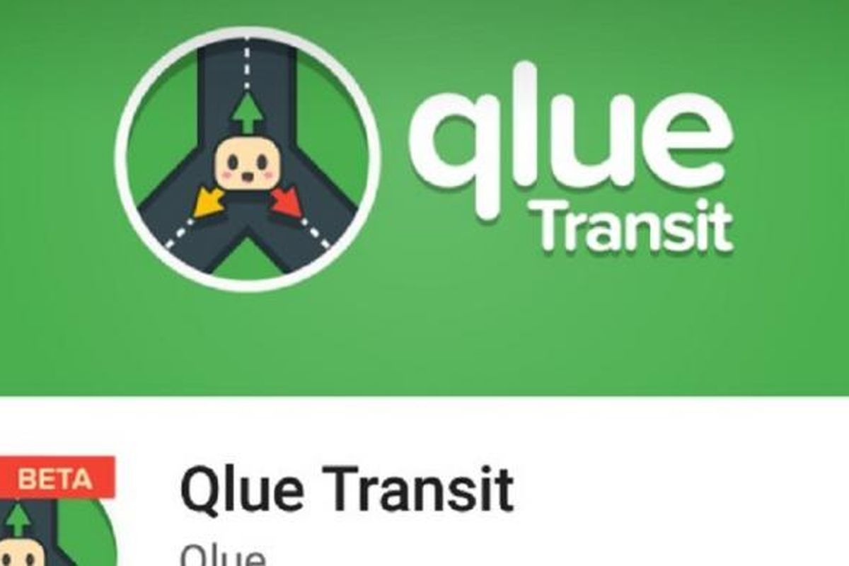 Tampilan aplikasi Qlue Transit di Google Play Store. Aplikasi ini masih bersifat beta atau dalam pengembangan, Kamis (29/10/2015).
