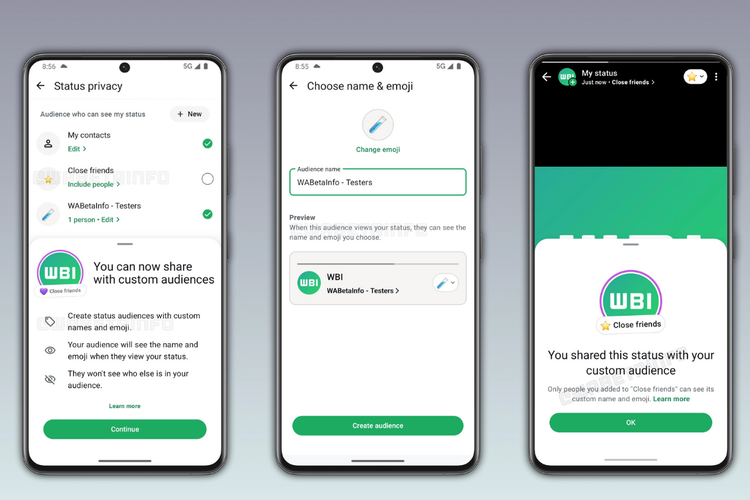 Fitur baru WhatsApp memungkinkan pengguna membagikan Status hanya ke orang tertentu lewat daftar Close Friends dan audiens khusus.