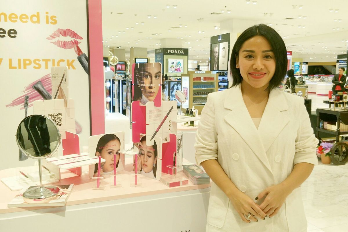 Anggie Rassly dalam jumpa pers Beautyparty.id x Seibu di Seibu Grand Indonesia, Jakarta Pusat, Rabu (29/1/2019).