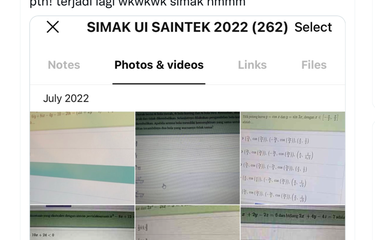 Tangkapan layar foto soal Simak UI diduga bocor beredar di media sosial.