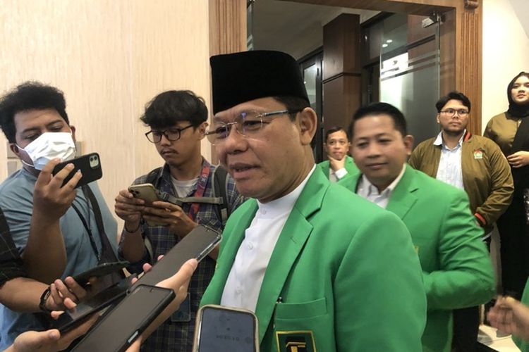 Pelaksana Tugas Ketua Umum PPP Muhamad Mardiono di kantor DPP PPP, Menteng, Jakarta, Rabu (19/4/2023). 