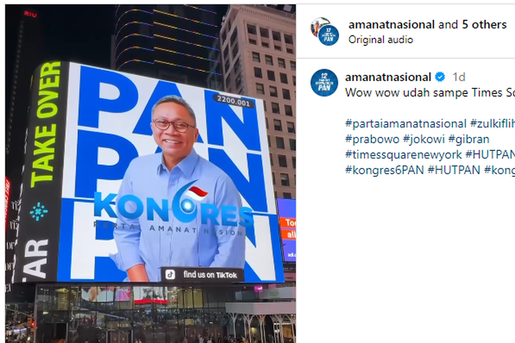 Promosi Kongres PAN Mejeng di Times Square, Berapa Biaya Pasang Iklannya?